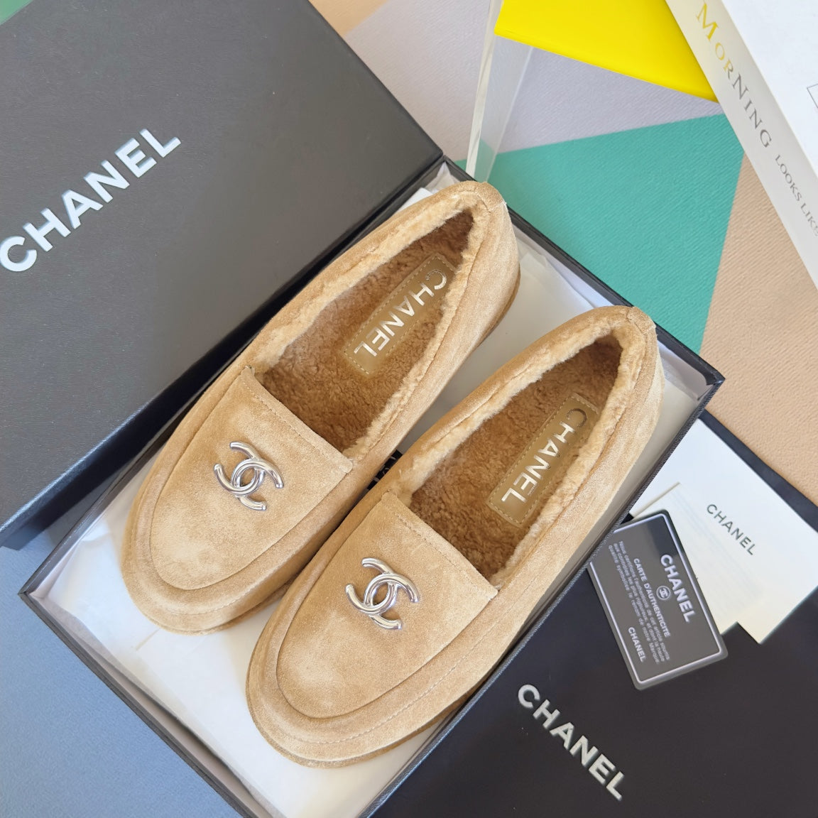 CC Moccasins 15mm Beige Suede