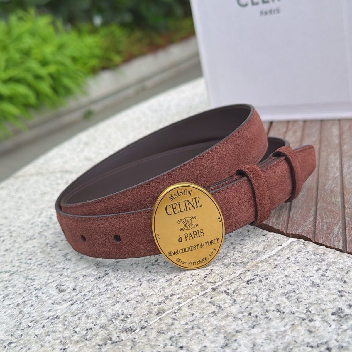 Celine 4.5cm Belt Buckle 2.5cm Width Suede Leather