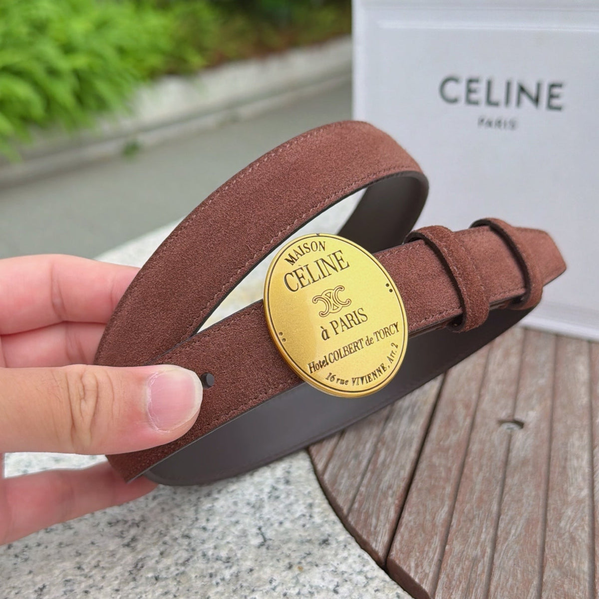 Celine 4.5cm Belt Buckle 2.5cm Width Suede Leather