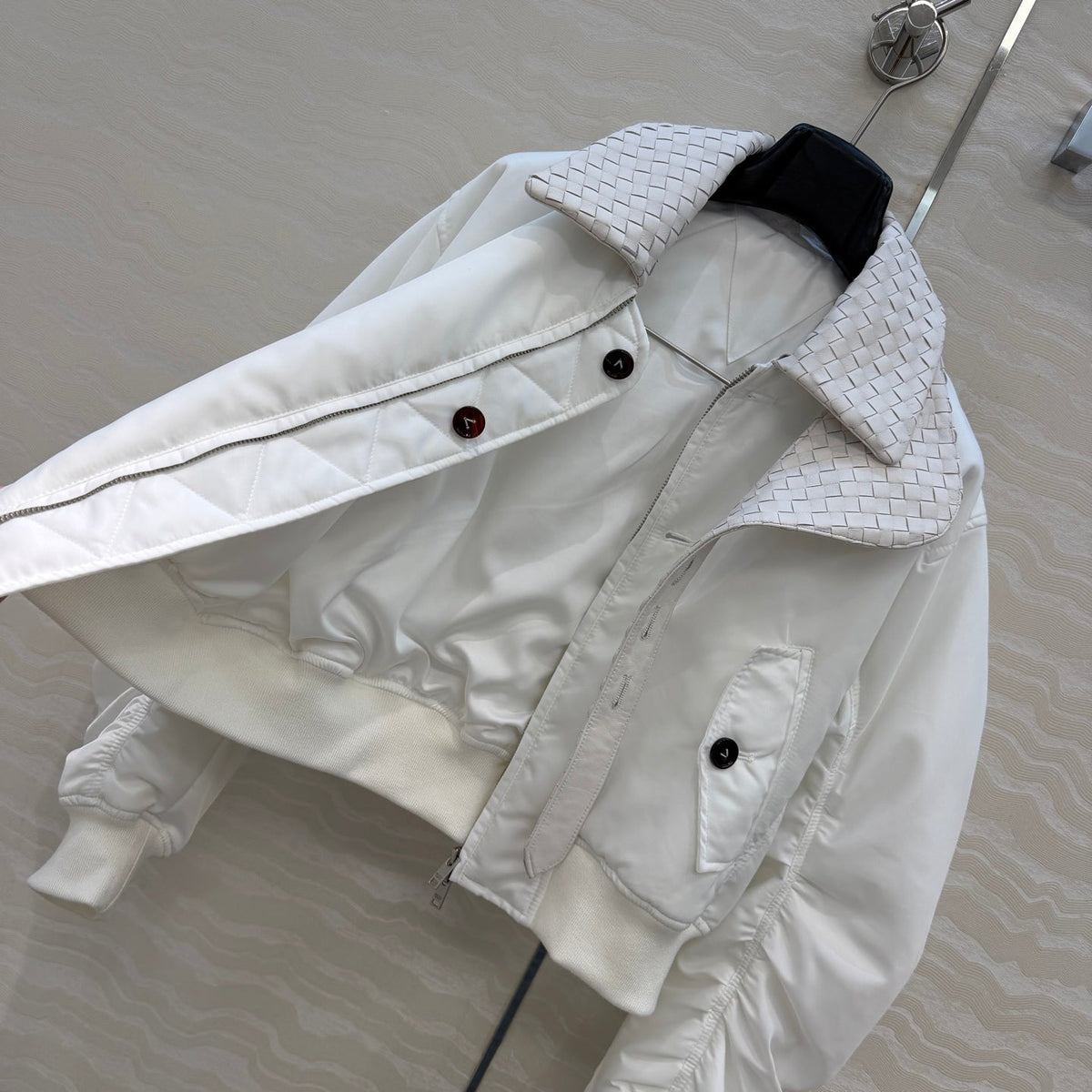 Bottega Veneta 2026 Intrecciato Jacket Cotton Leather 435633