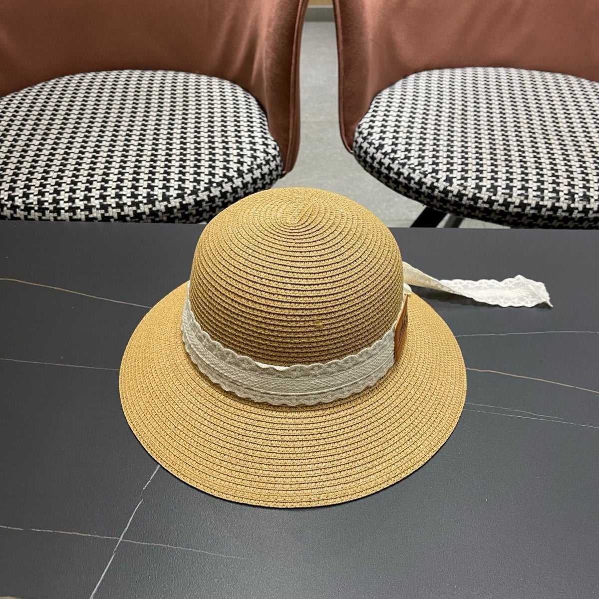 Dior Bow Straw Bucket Hat 491795
