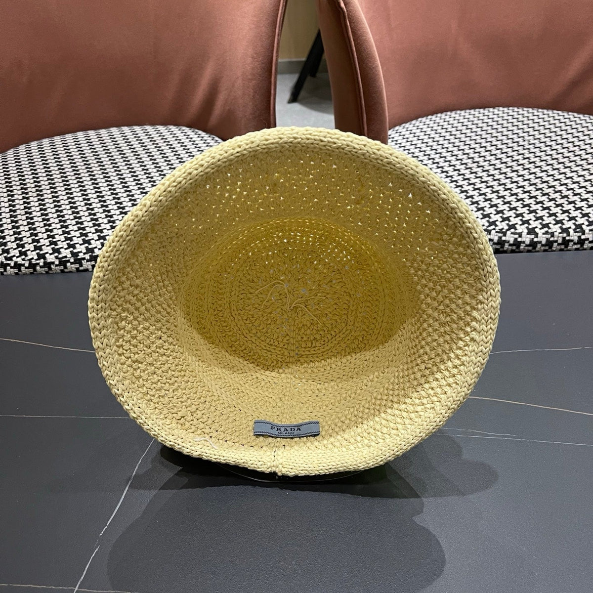 Prada Raffia Bow Knot Fisherman Hat 512516