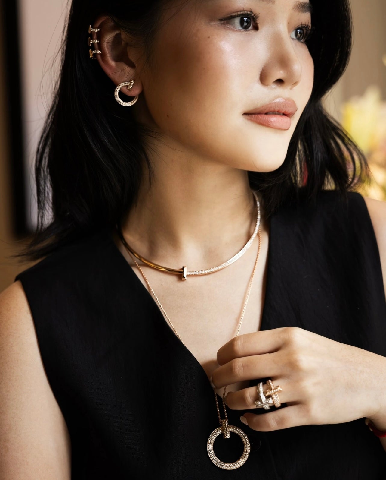 CC Double C Sliver Diamond Earrings