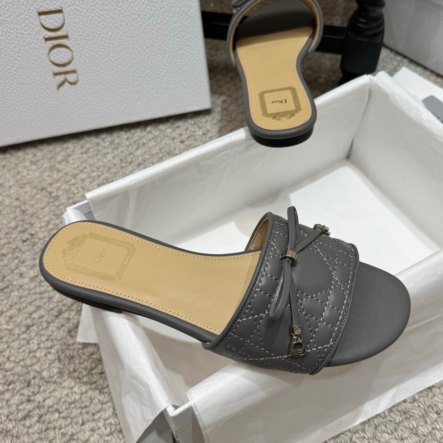 Dior 2026 Cannage Heeled Slide Sandal Sheepskin 932161