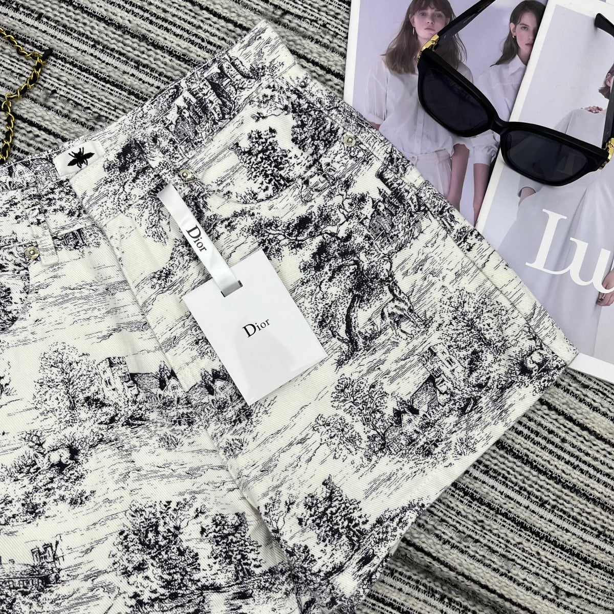 Dior 25C Short  Toile de Jouy Scotland Pattern  228386