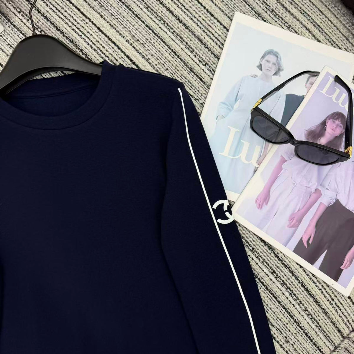 Chanel 2025 Long-sleeved Top Blue Cotton 318956
