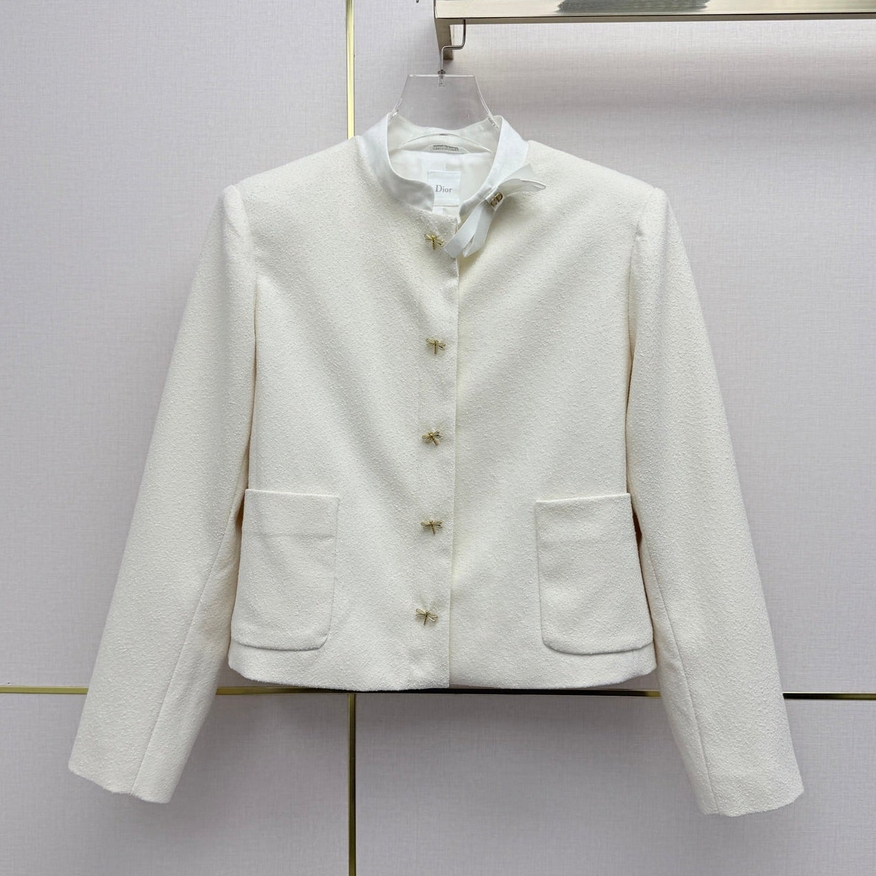 Dior 2026 Stand Collar Jacket White Wool 425720