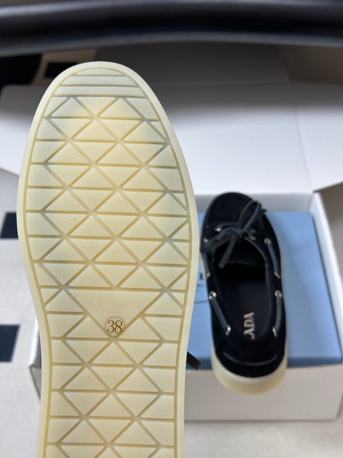 Prada 2026 Lace Up Boat Shoes Suede 151260