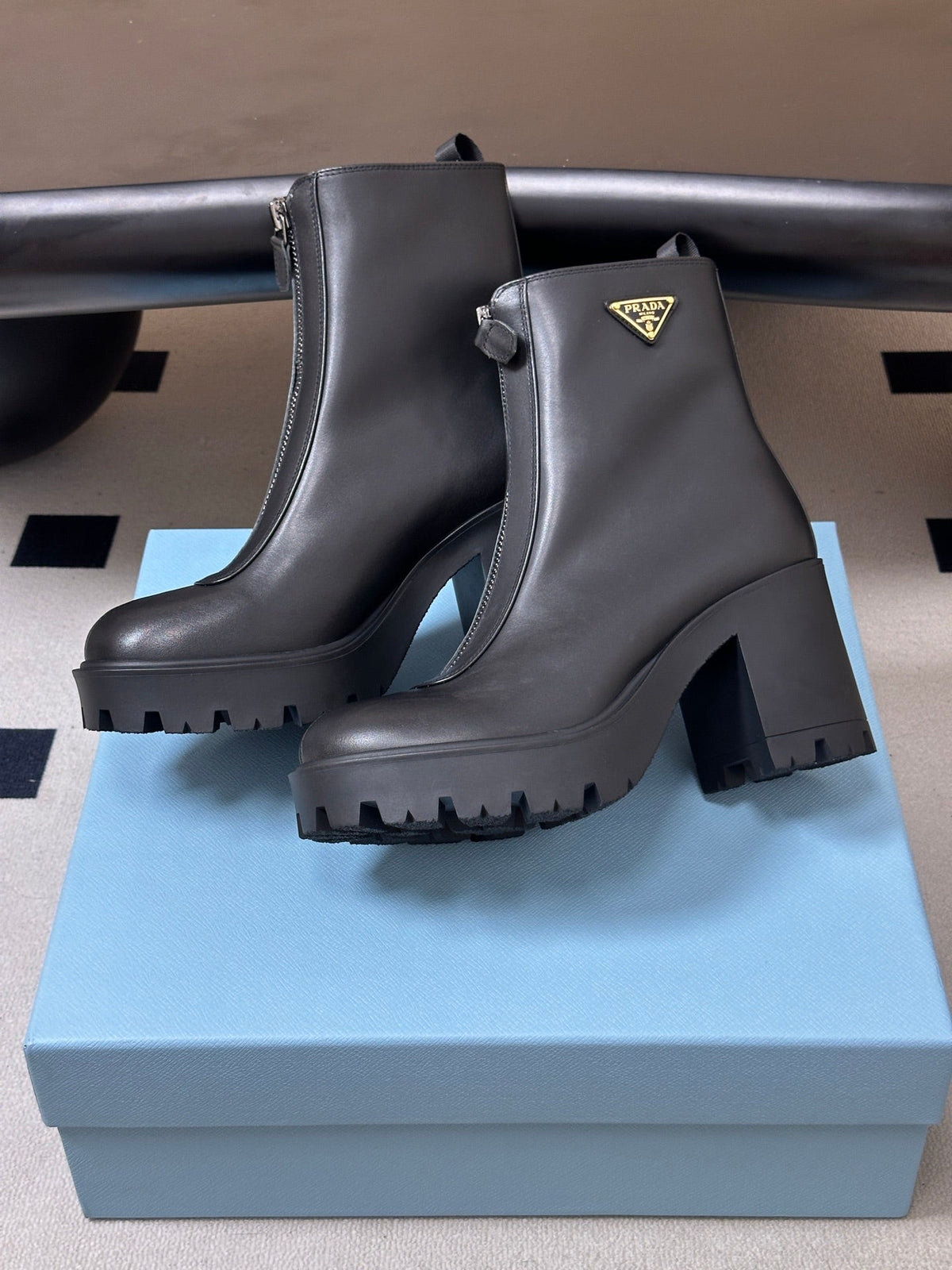 Prada 2026 Zipper Ankle Boots 85mm Suede Leather 151273