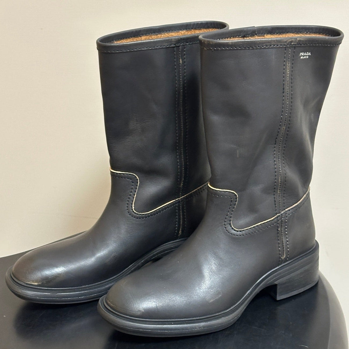 Prada 2026 Vintage-Effect Boots 40mm Calfskin 151275