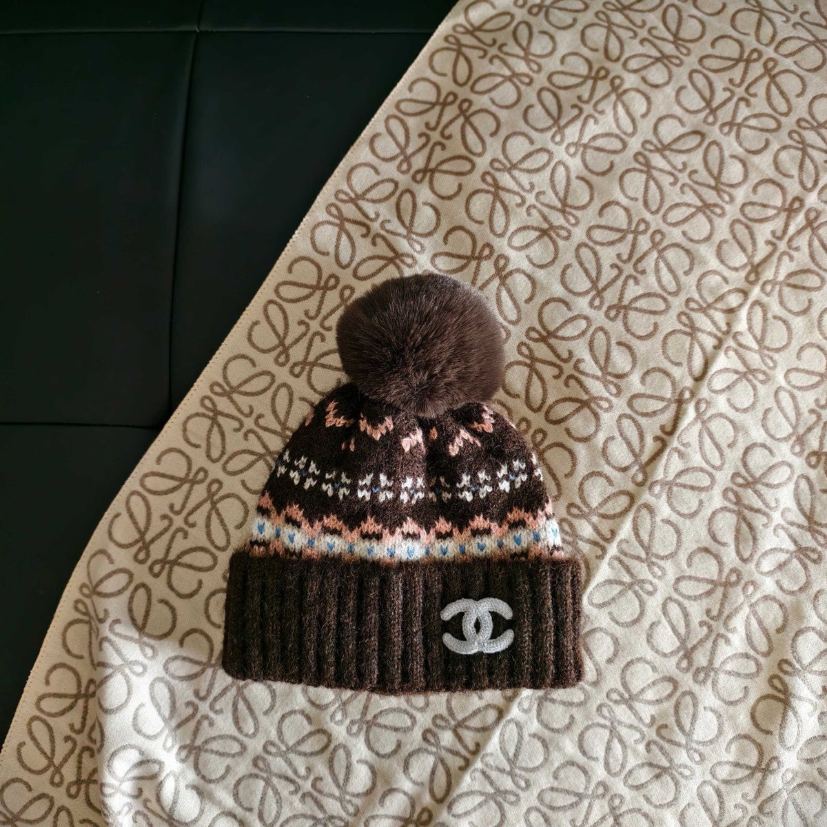 Chanel Wool Pom-Pom Beanie Hat 515632