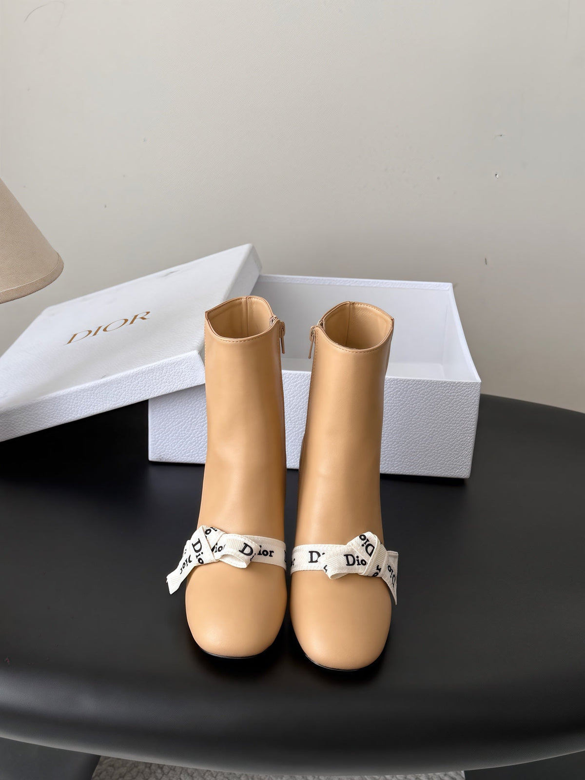 Dior 2026 Ribbon Bow Ankle Boots 75mm Cowhide 127997