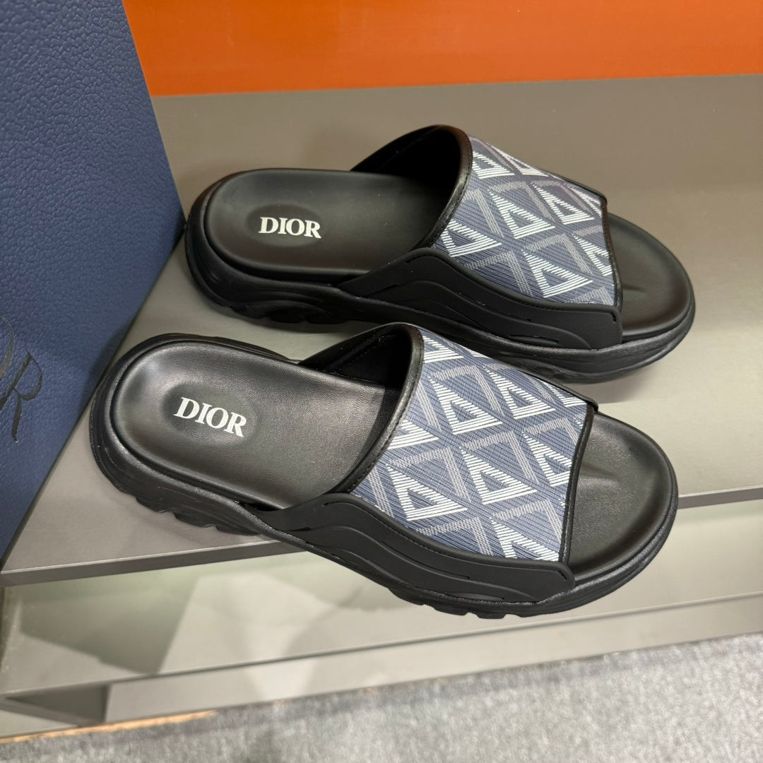 CD H-TOWN SANDAL GREY BLUE CALFSKIN