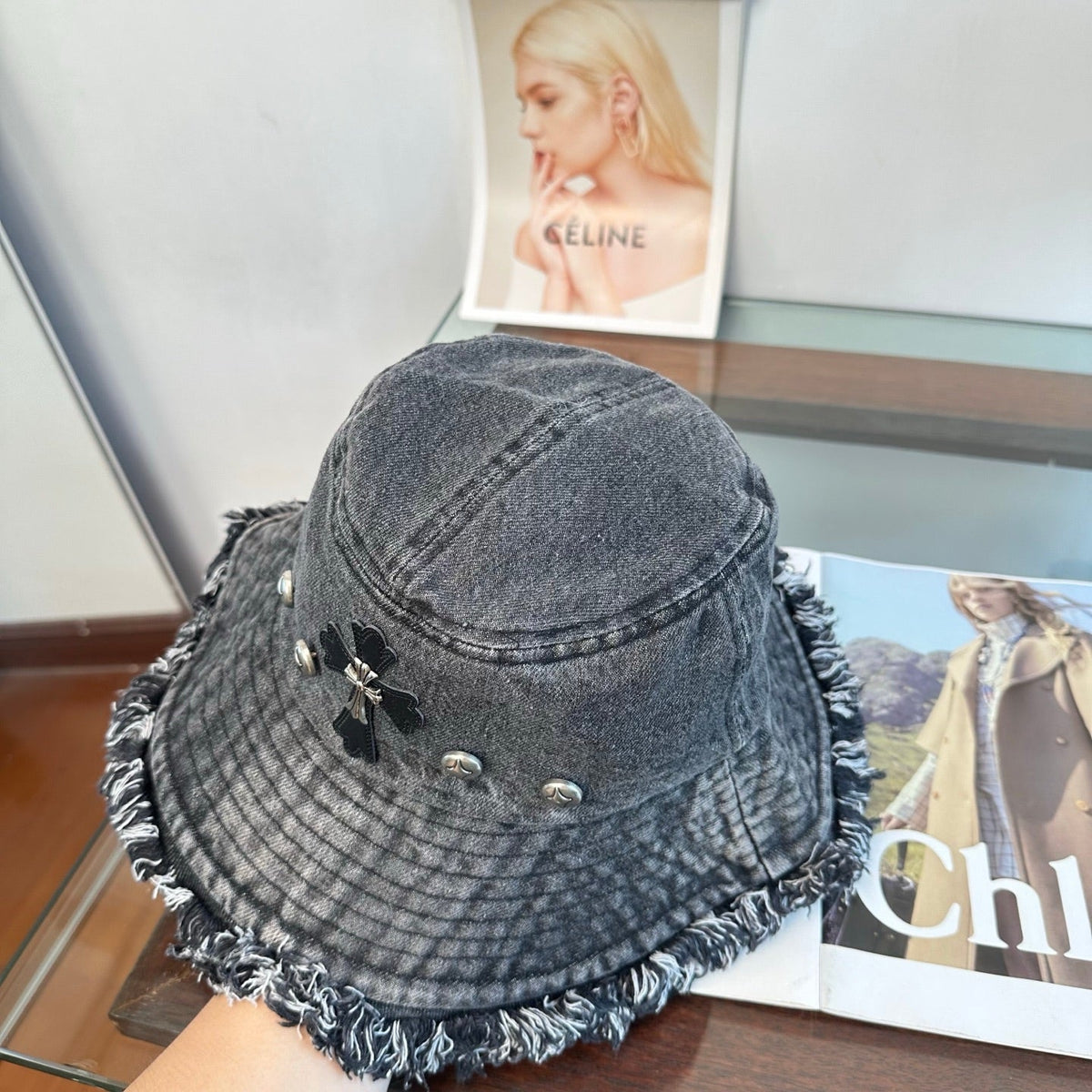 Chrome Hearts Denim Wash Bucket Hat 514945