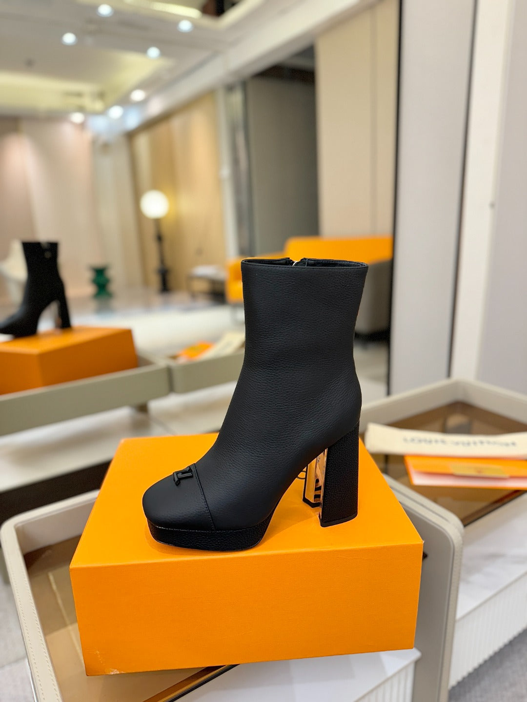 LV Ankle Boots 110 Monogram Black Calfskin 573721