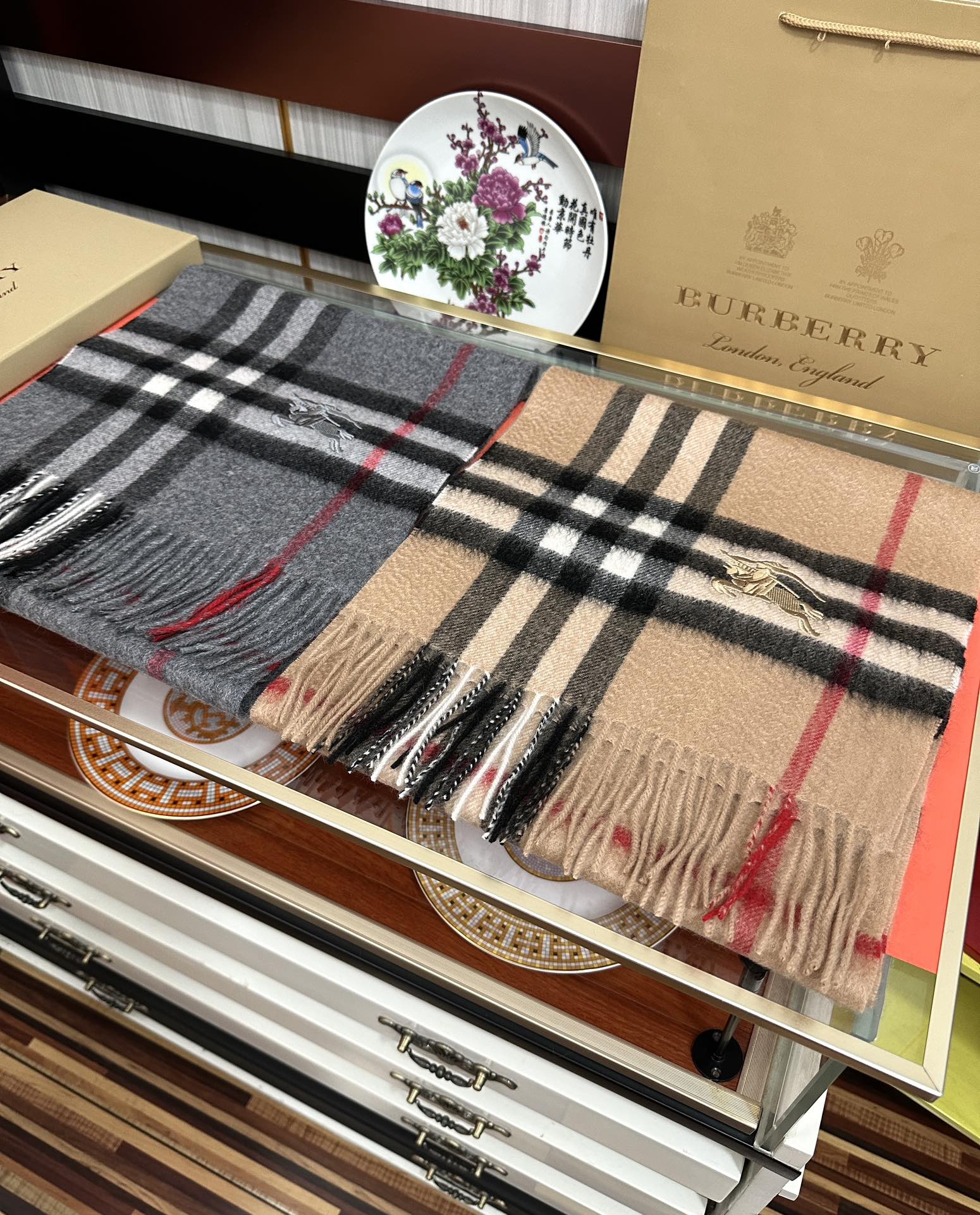BBR Double-Sided Scarf 200CM Dark Gray Cashmere 293004