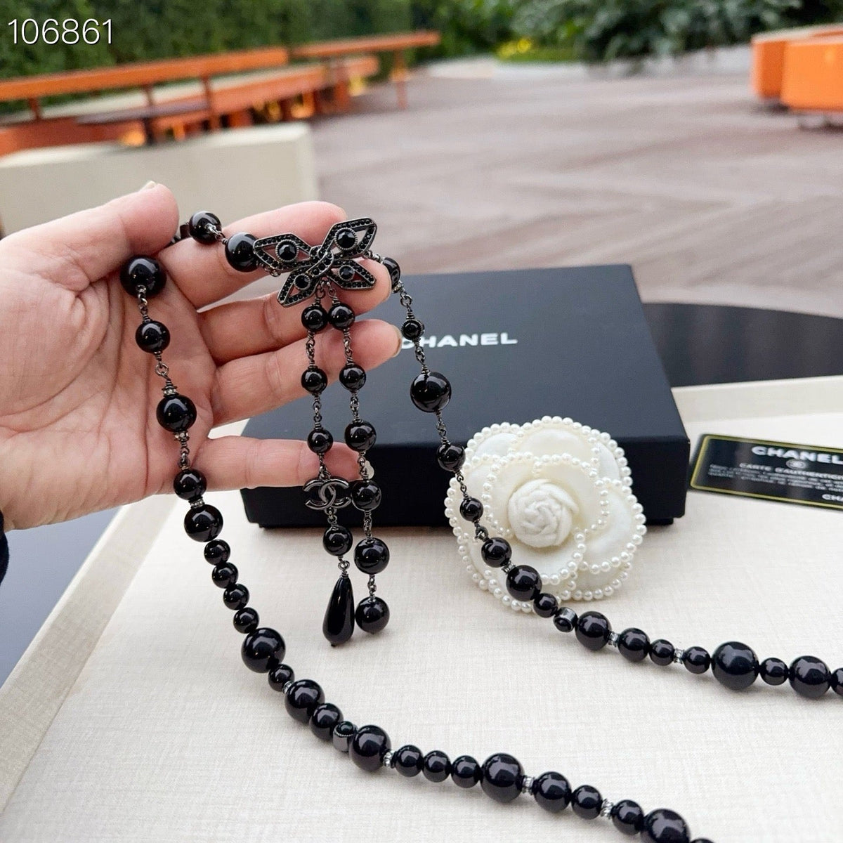 Chanel 2026 Butterfly Buckle Pearl Chain Belt 197844