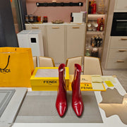 Fendi 25ss high-heeled boots red sheepskin 502717