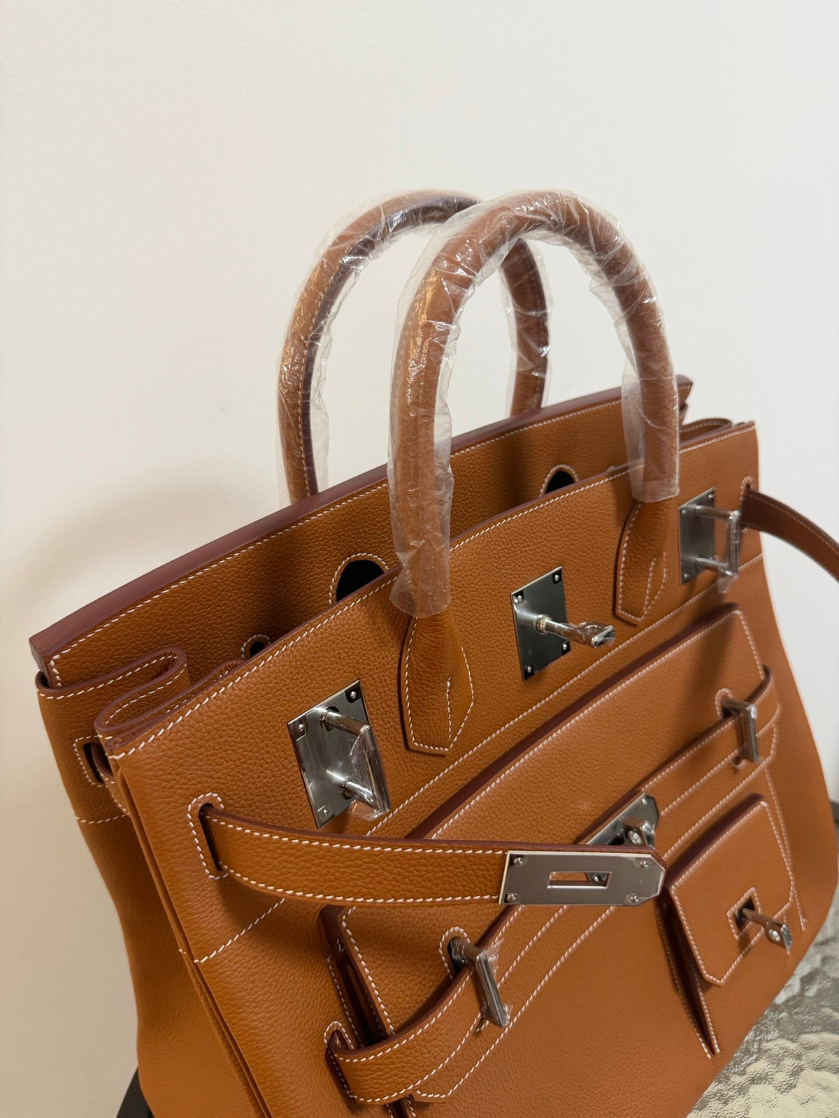 High-end Hermes 2026 Birkin Multi-pockets Bag 40cm Gold-brown Togo Leather