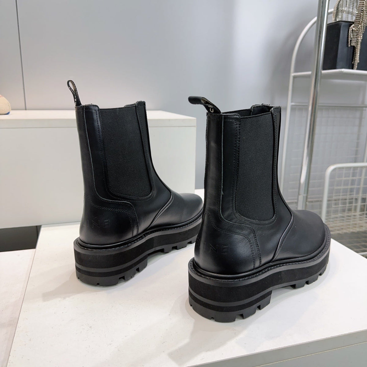 Celine 2026 Chunky Chelsea Boots Black Calfskin 107301