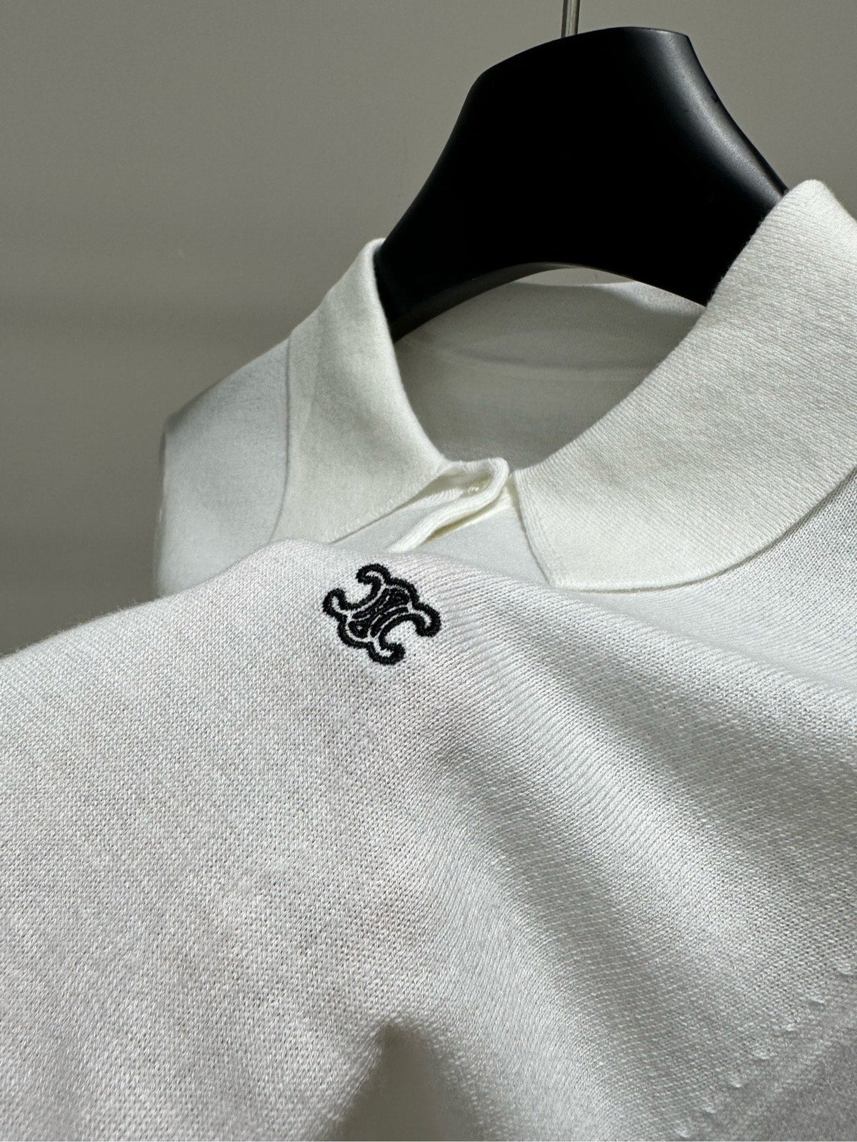 Celine 2026 Long-Sleeved Polo Shirt White Cotton 430364