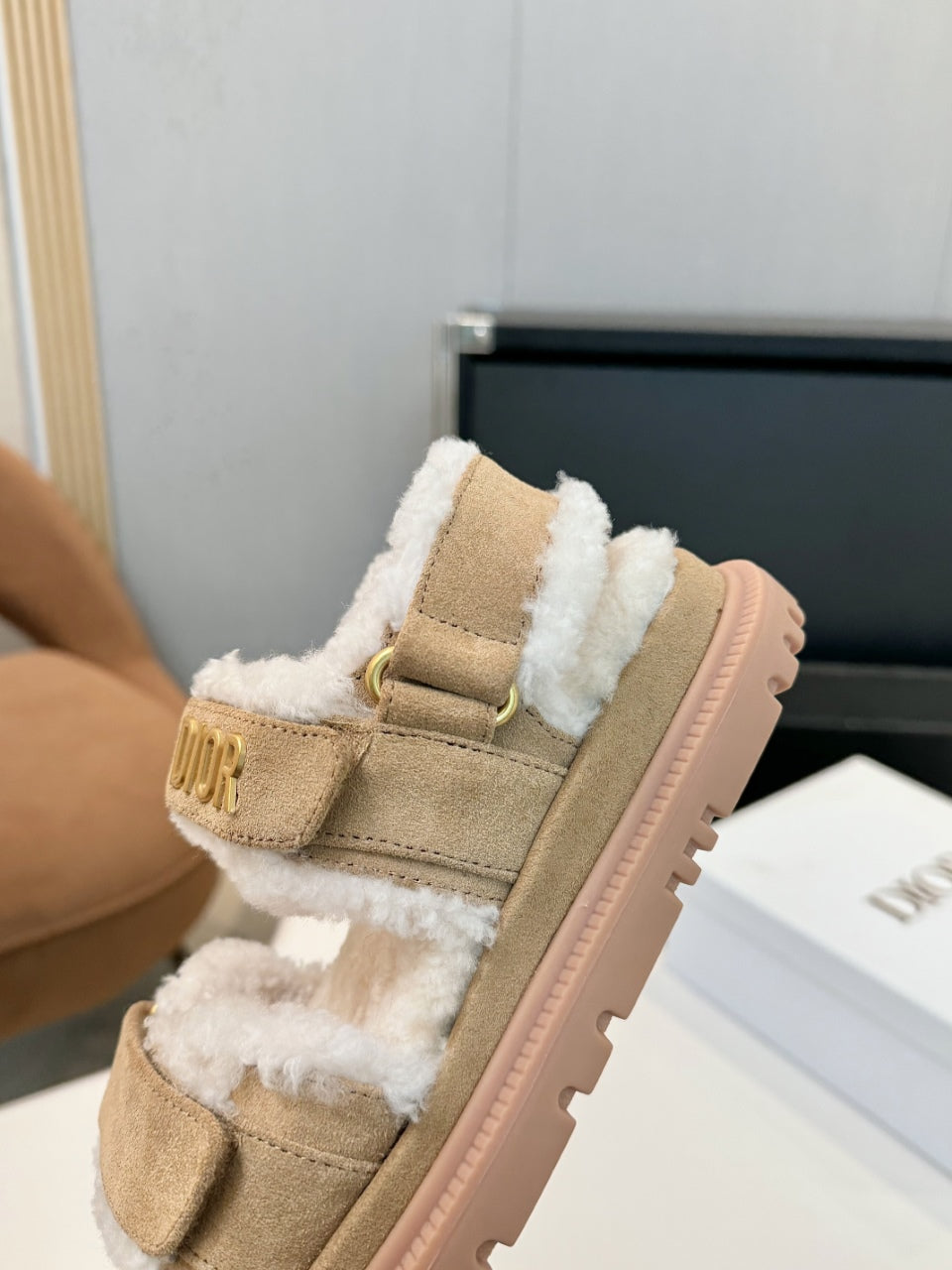 CD Dioract Sandal Beige Suede Wool 529373