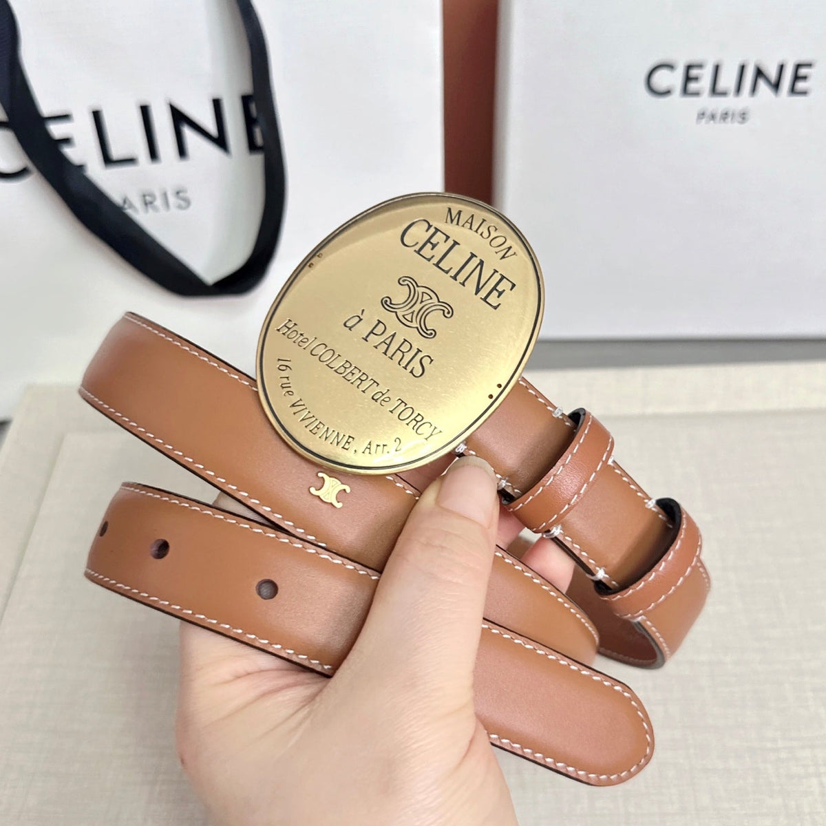 Celine 7.5cm Belt Buckle 2.5cm Width Calfskin