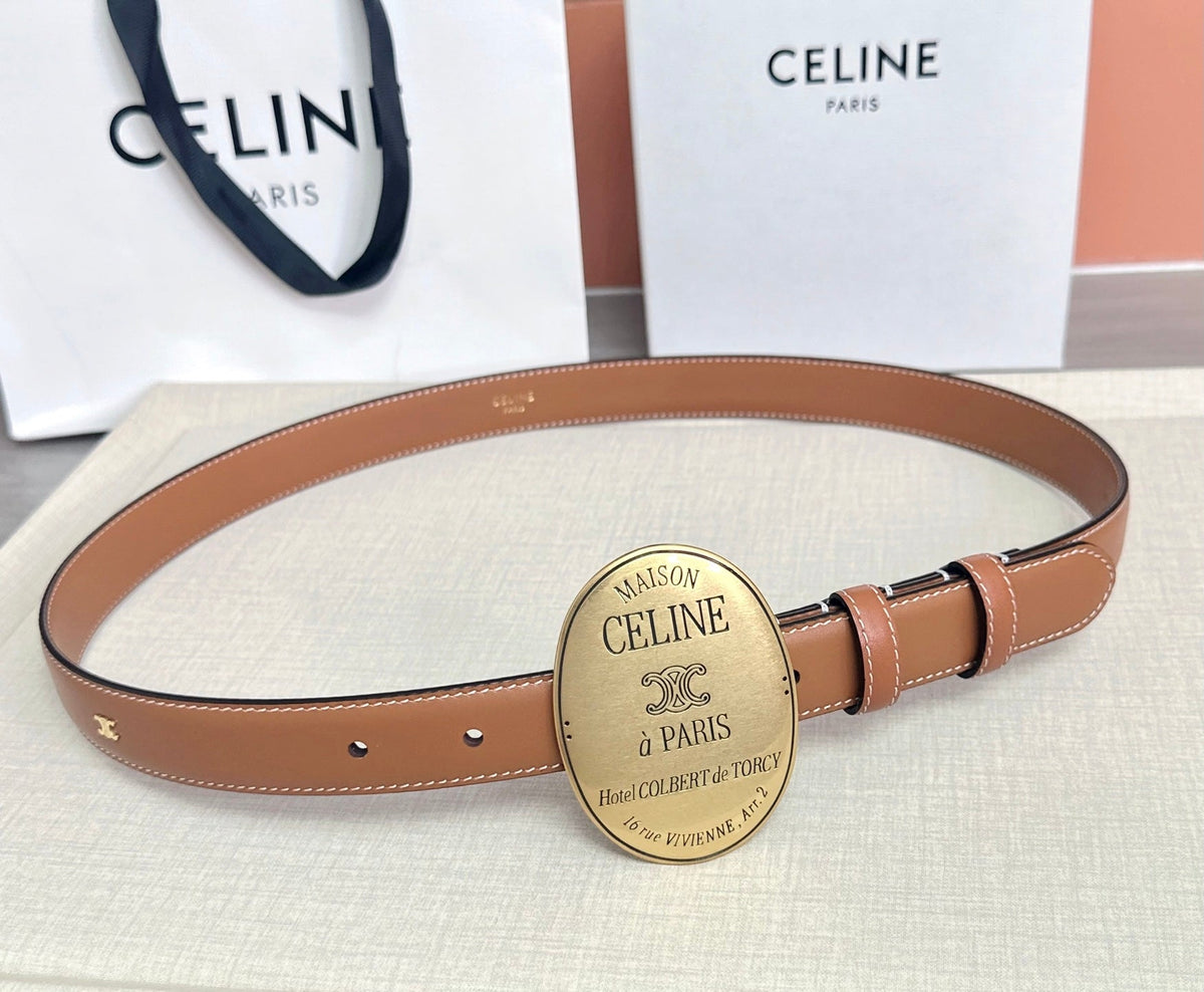 Celine 7.5cm Belt Buckle 2.5cm Width Calfskin