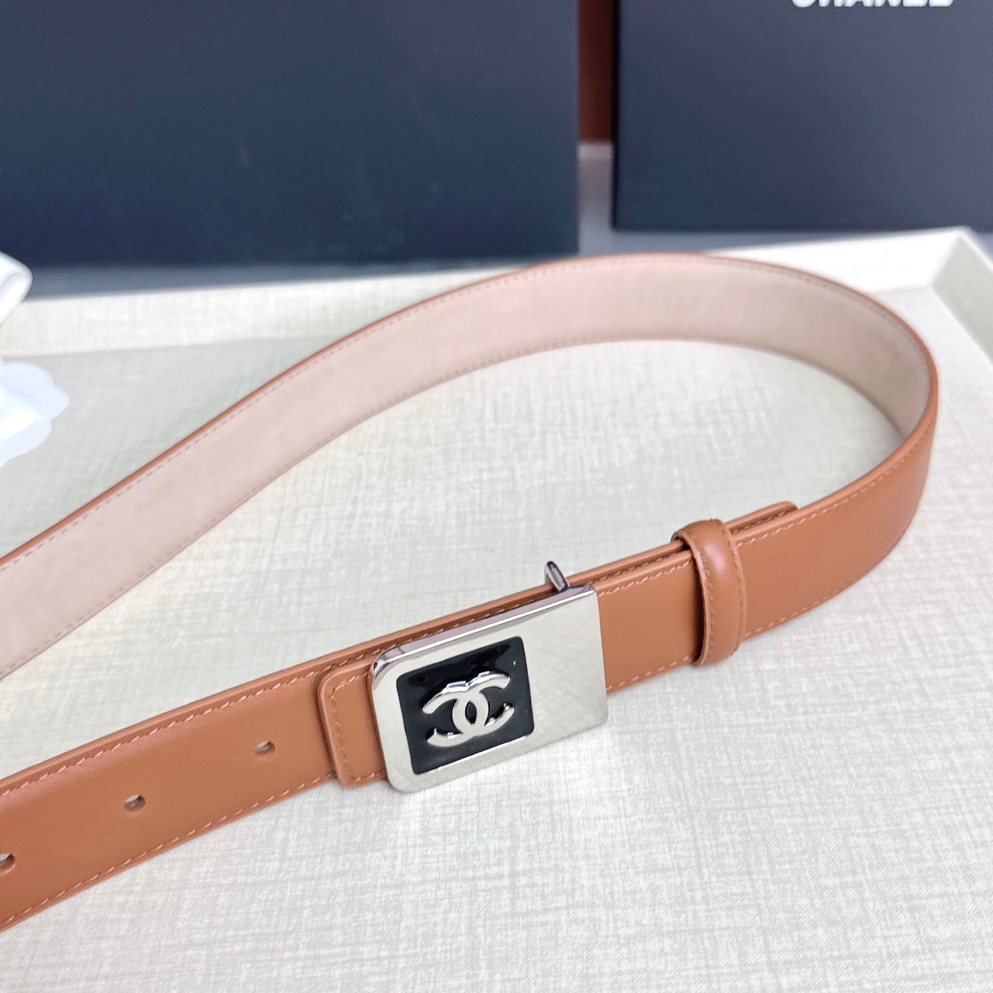 Chanel 2026 Square CC Buckle Belt 30mm Cowhide 209873