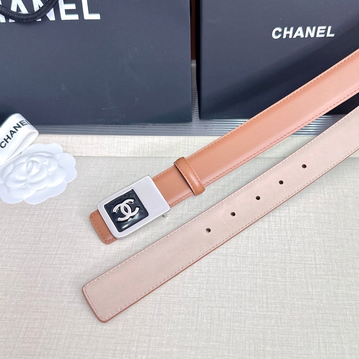 Chanel 2026 Square CC Buckle Belt 30mm Cowhide 209873