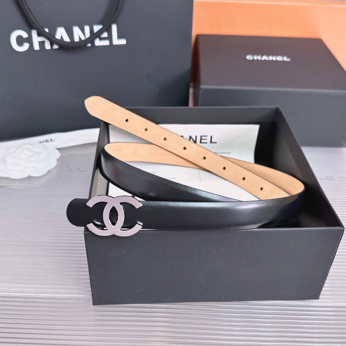 Chanel 2026 CC Logo Slim Belt 20mm Leather 212320