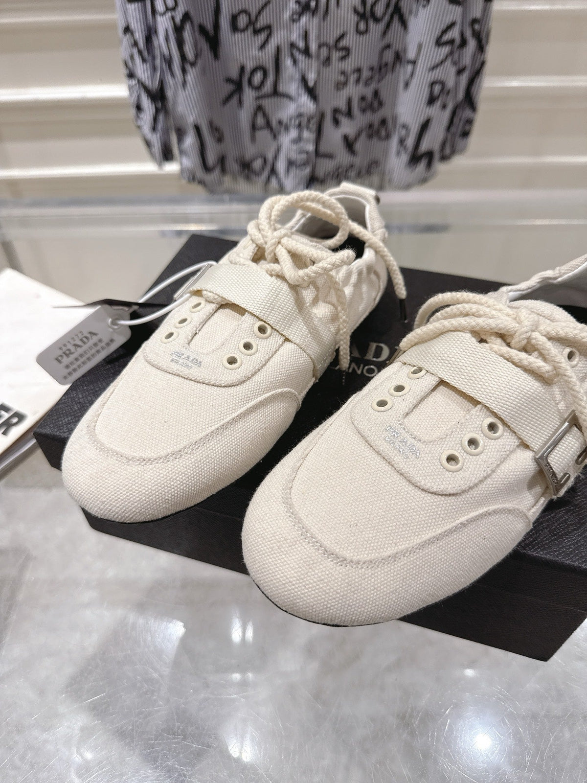 Prada 2026 Buckle Strap Sneakers Canvas 148094