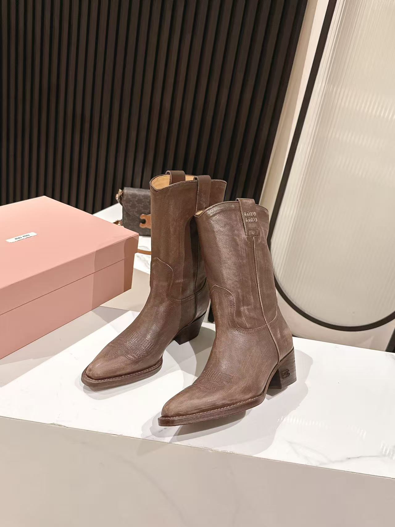 Miu Miu 2026 Cowboy Boots Suede Leather 981850