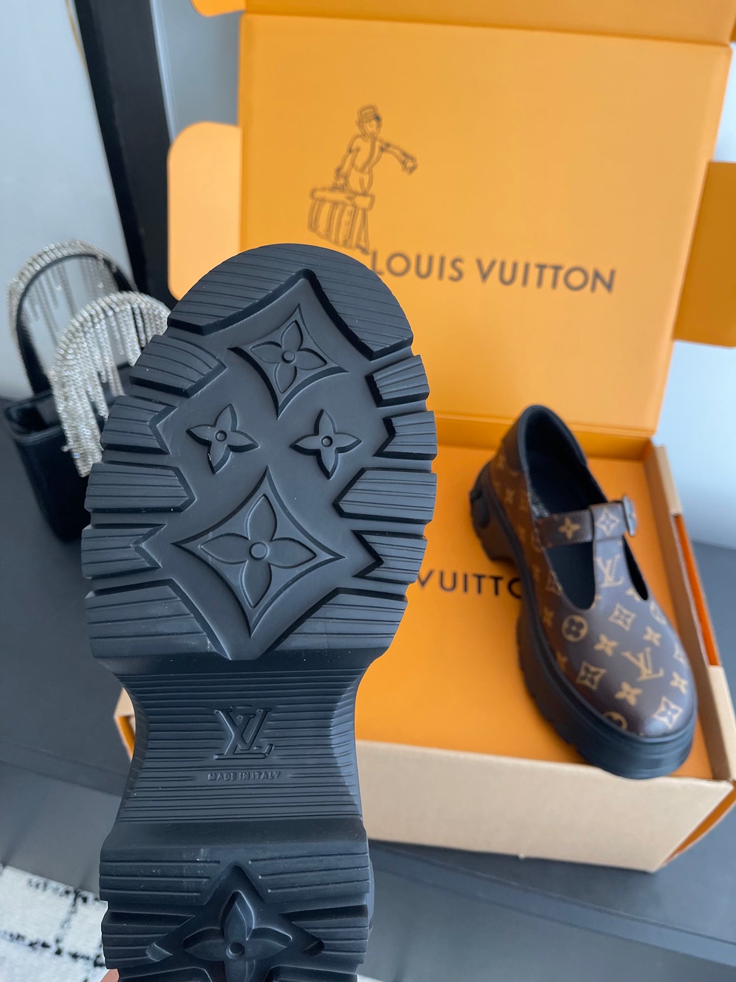 LV 26ss Platform Mary Jane Brown Monogram Cowhide 631500