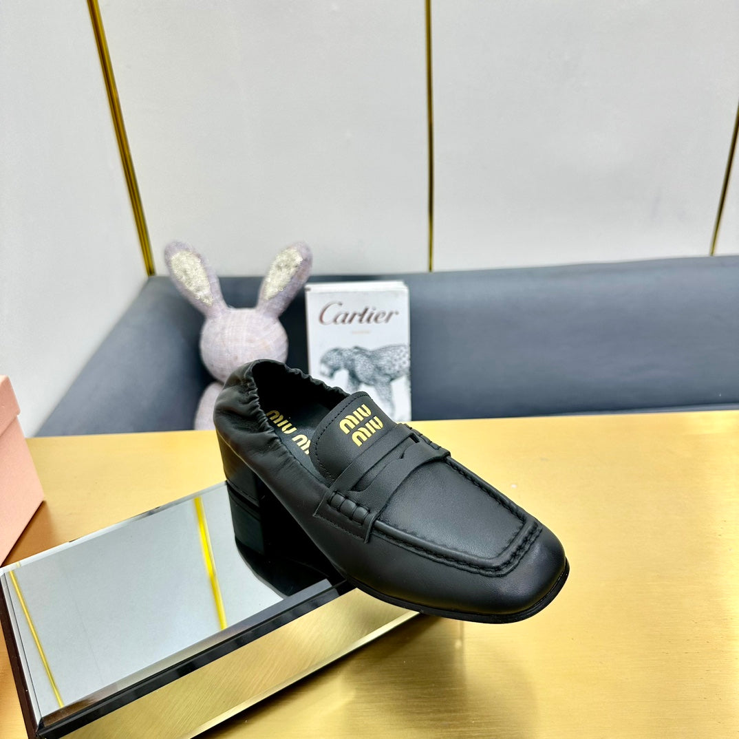 Miu Miu 2026 Square Heel Loafers 40mm Cowhide 981868