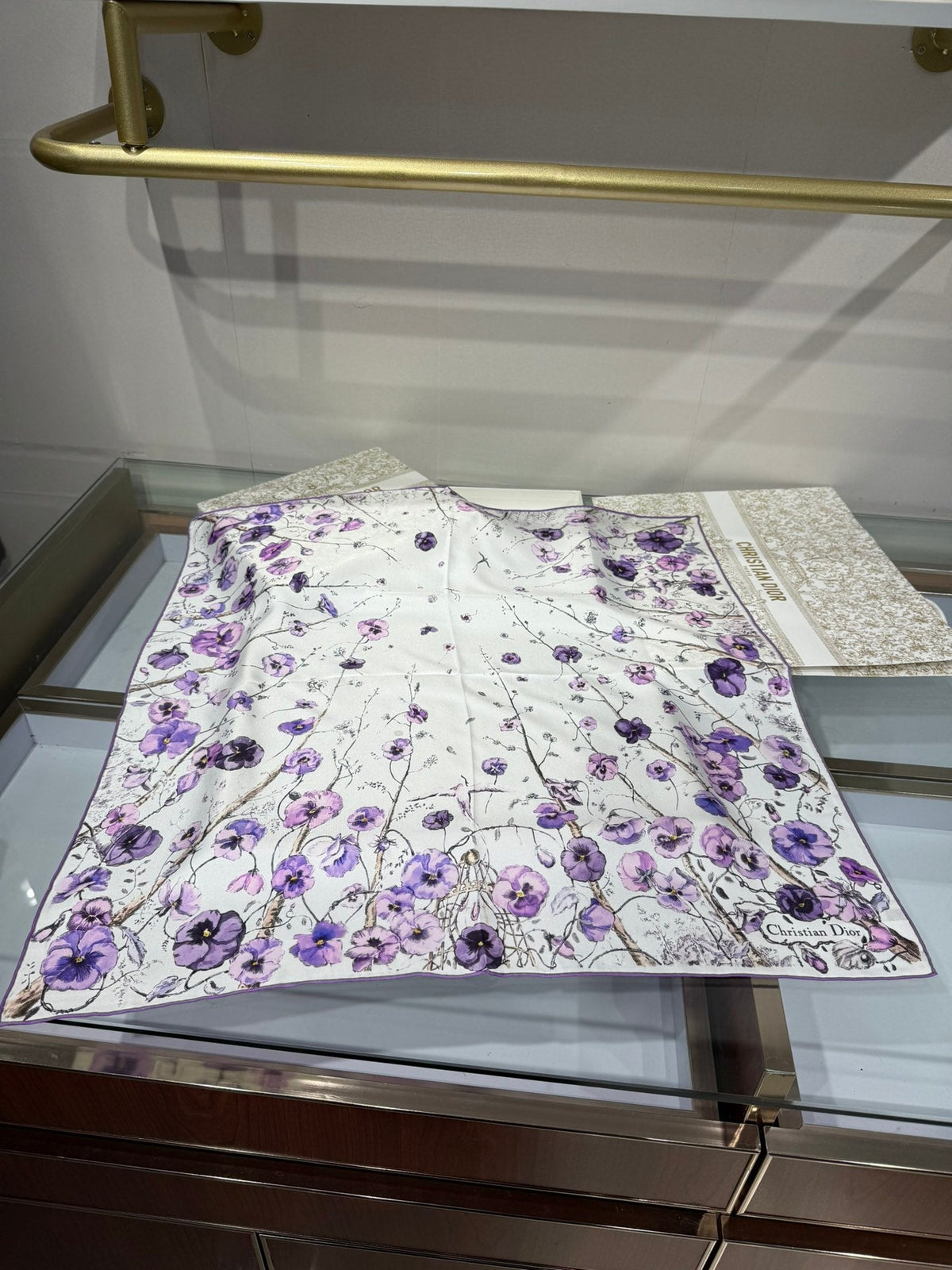 Dior 2026 Le Bal des Fleurs Scarf 70cm Purple Silk 186956