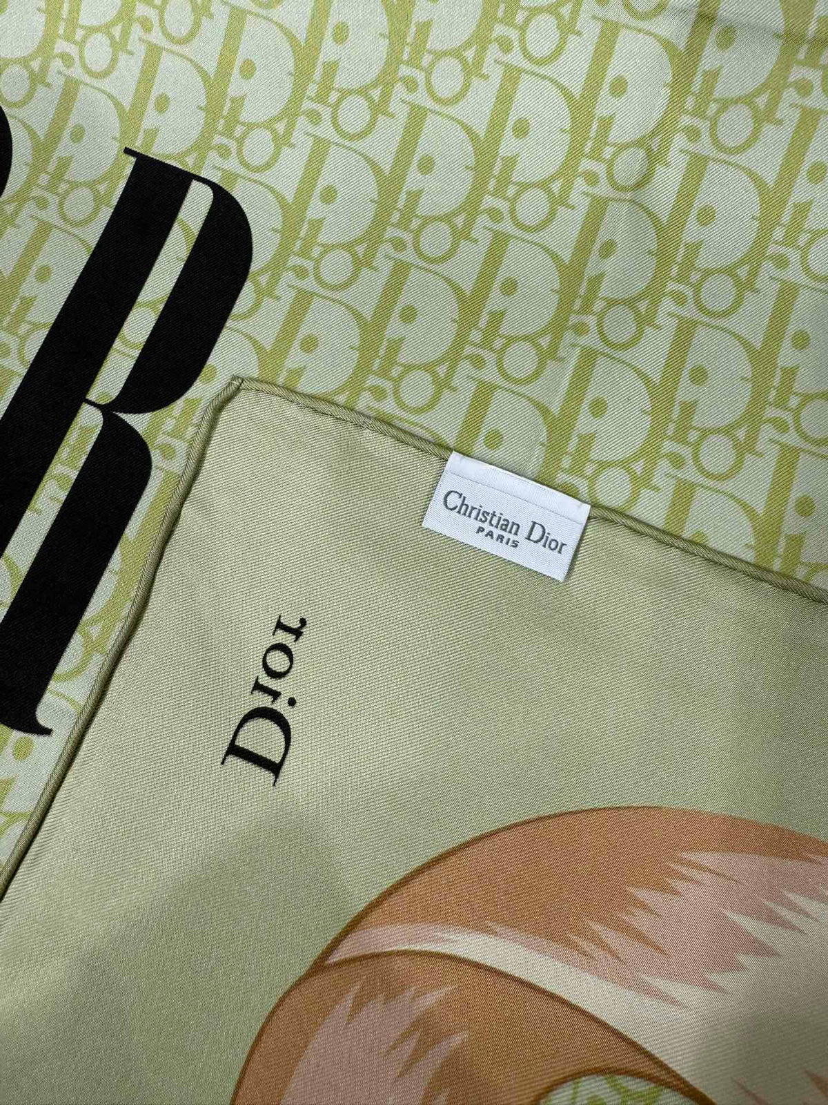 Dior 2026 Square Scarf 90cm Green Silk 214754