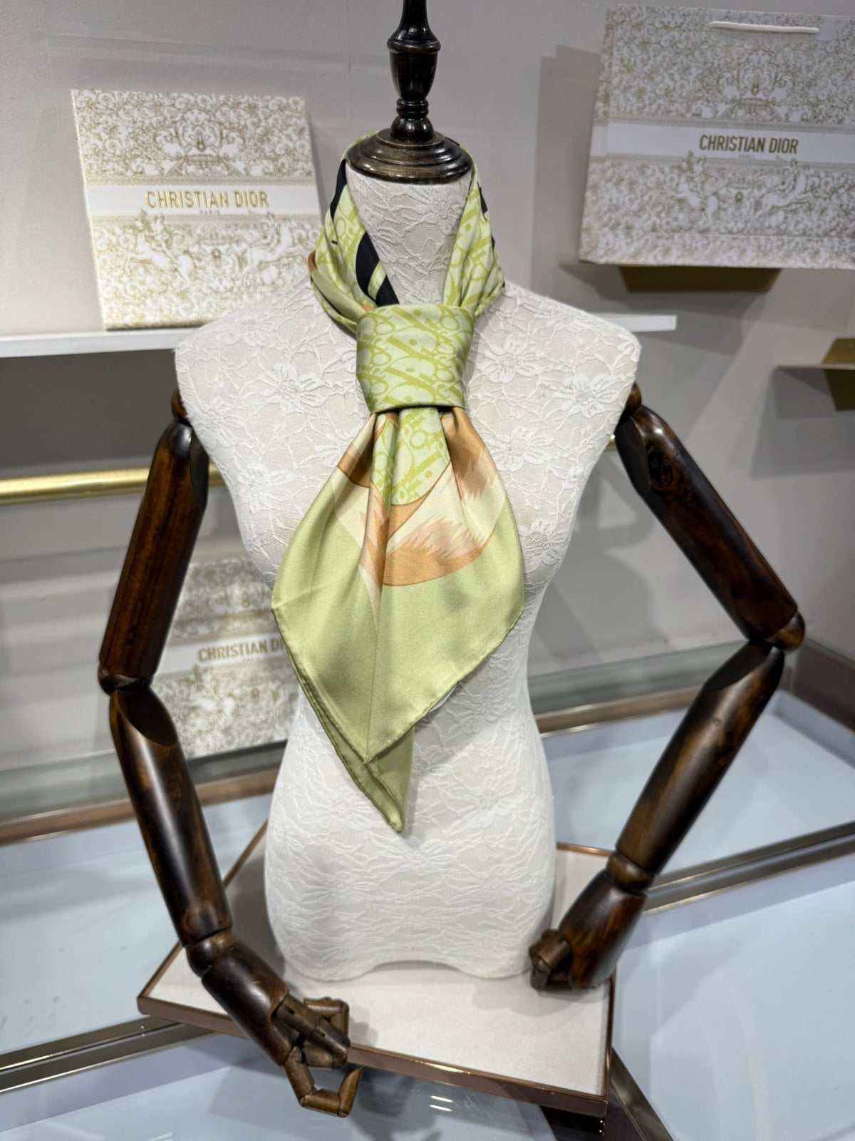 Dior 2026 Square Scarf 90cm Green Silk 214754