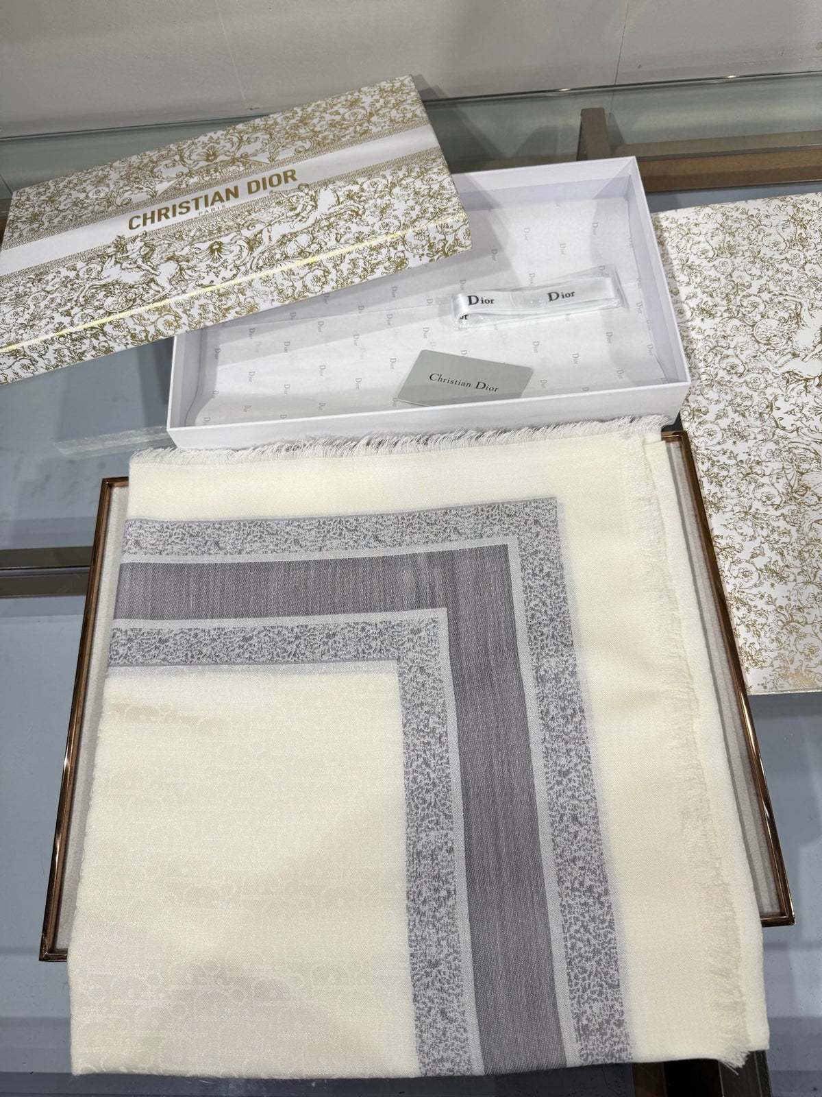 Dior 2026 Oblique Scarf 140cm Cashmere And Silk 217009