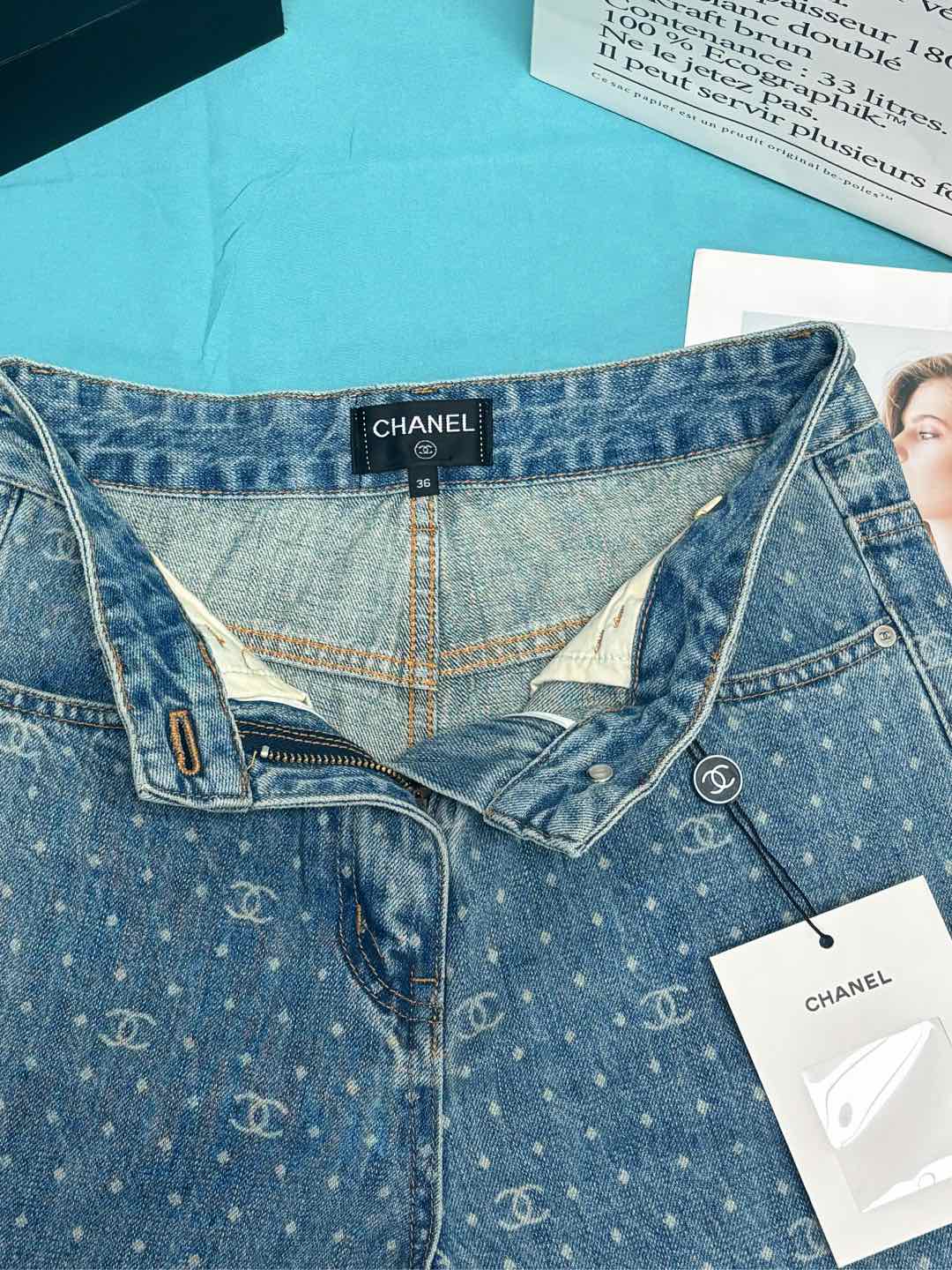 CC Monogram Polka Dot Blue White Jean
