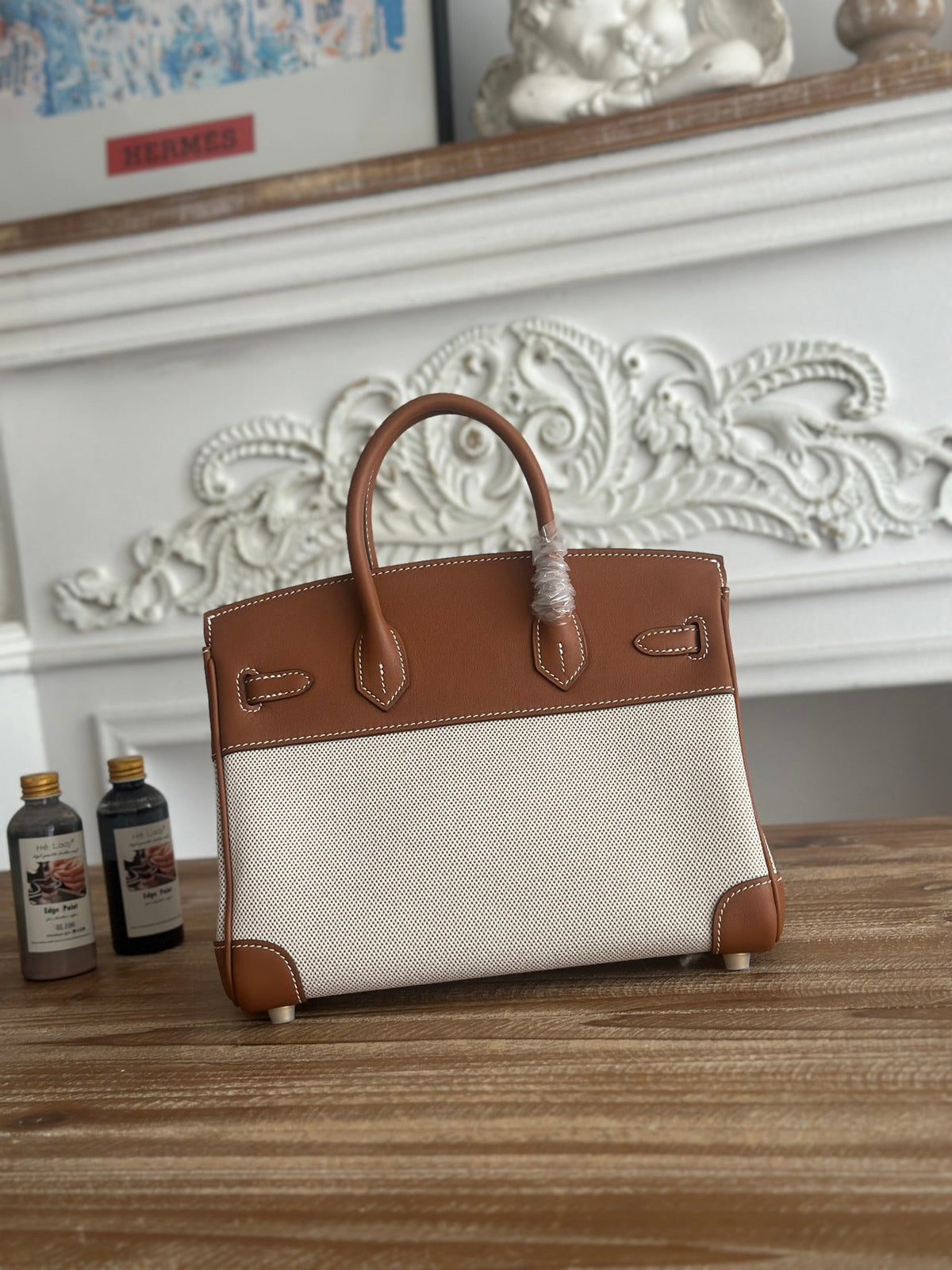 High-end Hermes 2026 Birkin Limited Edition Golden Brown Horse Totem Canvas/Swift Leather
