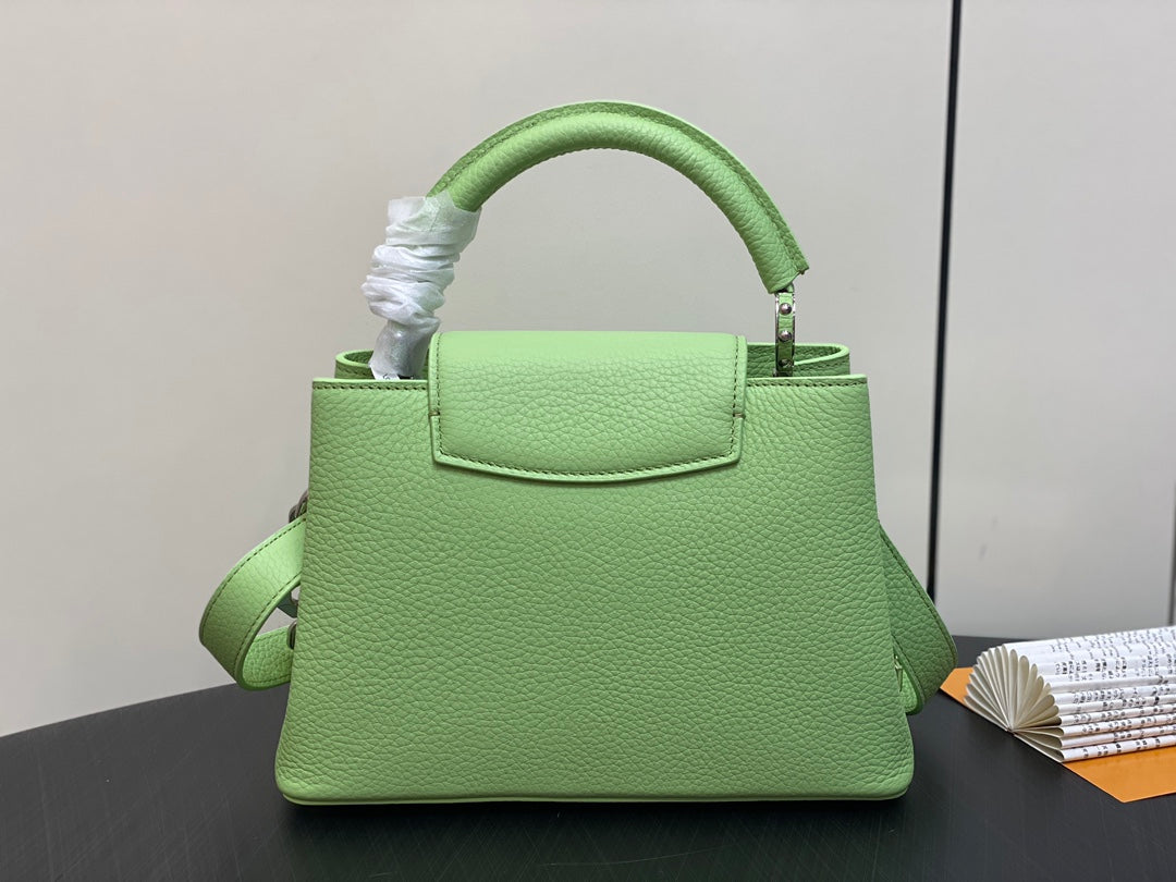 CAPUCINES BB 27 GREEN TAURILLON TURQUOISE SILVER HARDWARE