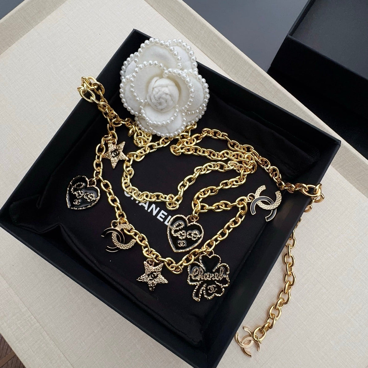 Chanel 2026 Heart Lucky Clover Charm Chain Belt 200770