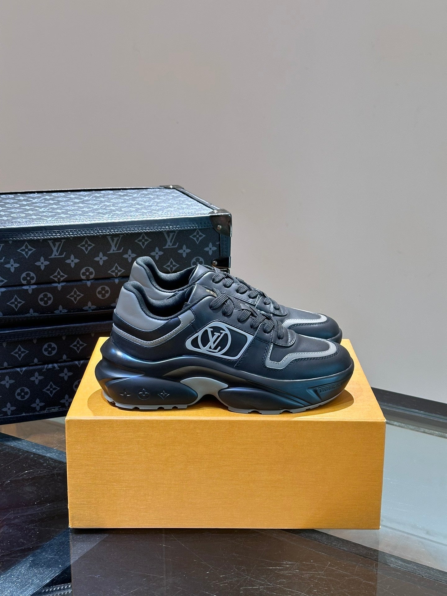 NEO RUN AWAY SNEAKER BLACK MIX GREY CALFSKIN