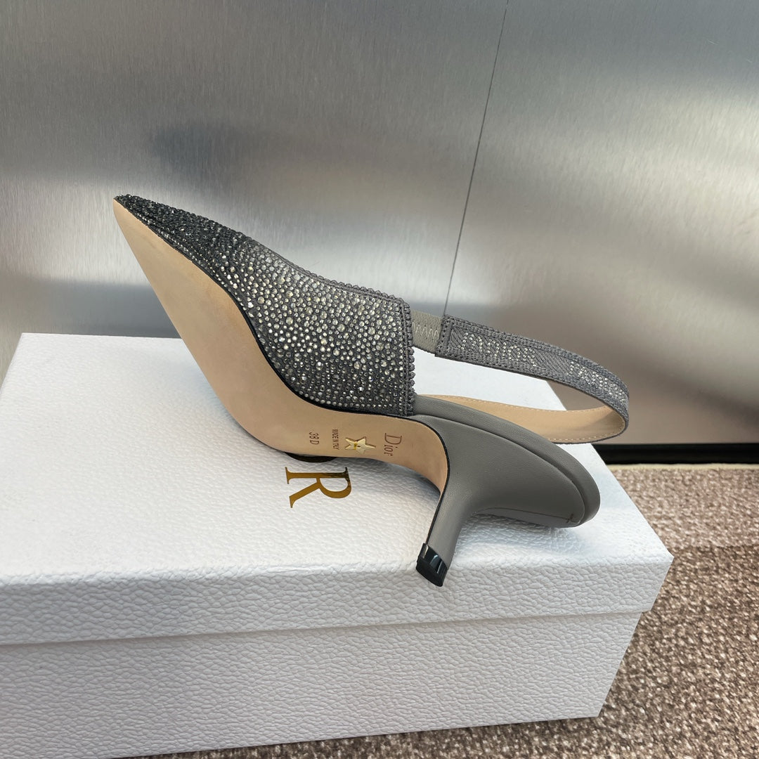 cd slingback pump 65 opaque black calfskin resin pearl