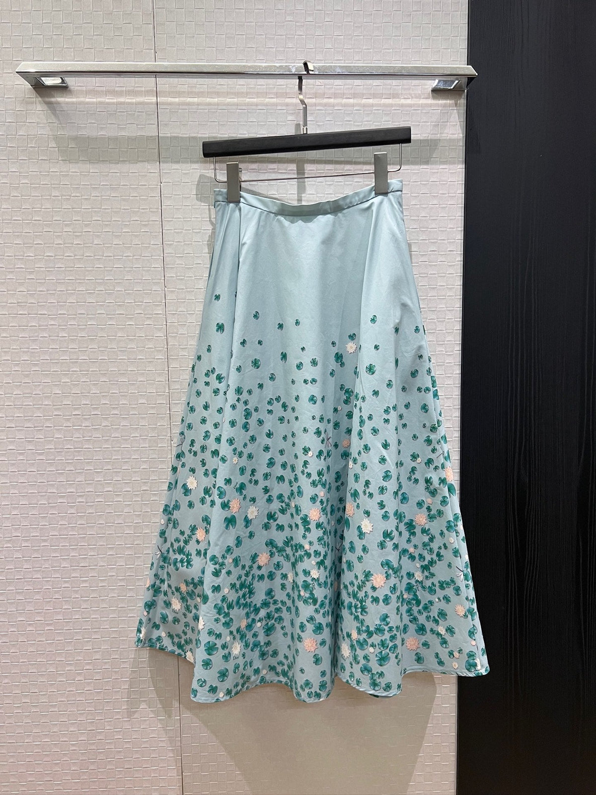Dior 2026 Bow Ruffled Lotus Flower Skirt Blue Cotton