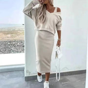 Two-piece set with sweater & midi dress BEST4675