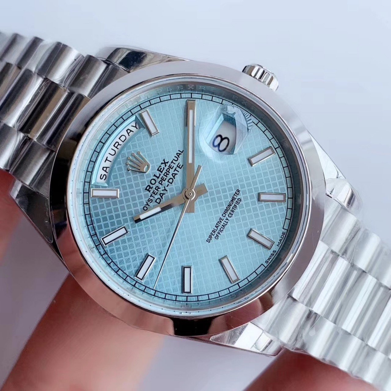 DAY-DATE 41MM STAINLESS STEEL ICE BLUE DIAL